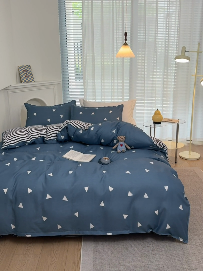 91家纺网 家纺一手货源 找家纺 布可家纺 2025新款水洗棉印花四件套 简致生活