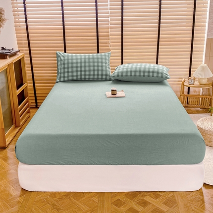 91家纺网 家纺一手货源 找家纺 （总）美梦莱 2024新款A类全棉色织水洗棉床笠 单品系列（支持一件代发）