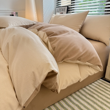 91家纺网 家纺一手货源 找家纺 （总）美梦莱 2024新款无印系列秋冬A类100%全棉加厚磨毛四件套