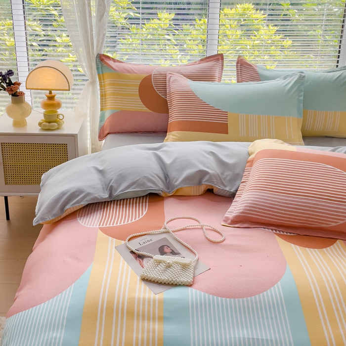 91家纺网 家纺一手货源 找家纺 布可家纺 2025新款水洗棉印花四件套 长廊