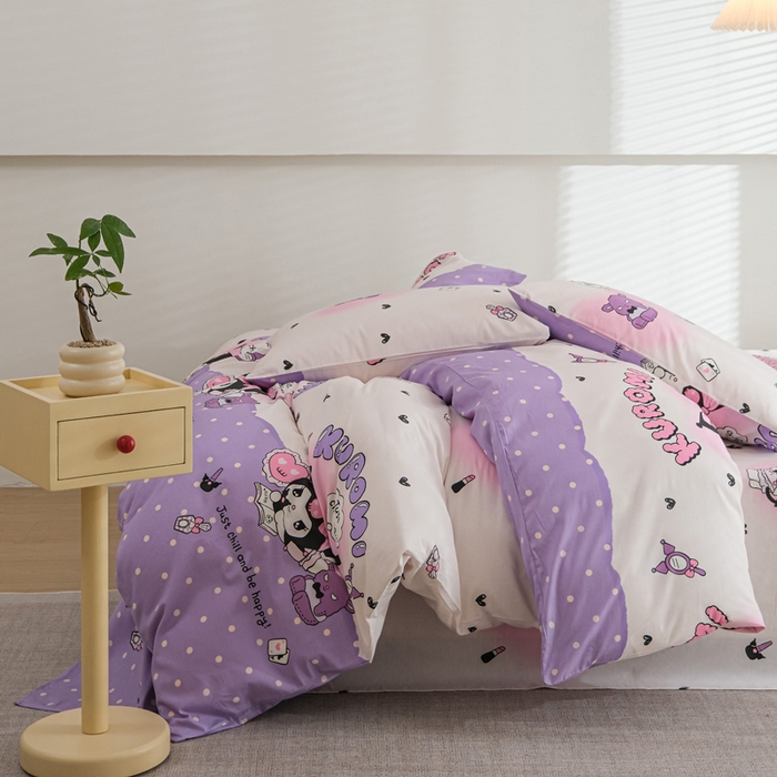 91家纺网 家纺一手货源 找家纺 布可家纺 2025新款水洗棉印花四件套 梦想库洛米