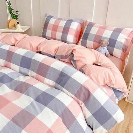 91家纺网 家纺一手货源 找家纺 （总）美梦莱 2023新款A类全棉色织水洗棉四件套（支持一件代发）