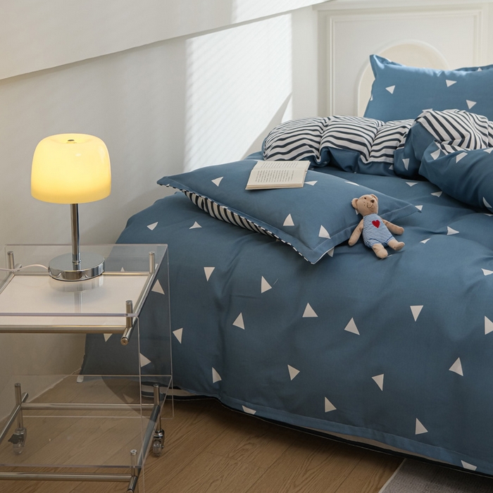 91家纺网 家纺一手货源 找家纺 布可家纺 2025新款水洗棉印花四件套 简致生活