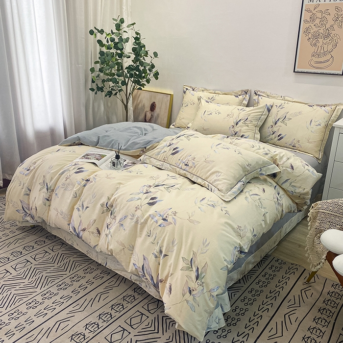 91家纺网 家纺一手货源 找家纺 橙艺家居 2024新款铂金柔棉全棉印花四件套 小屿