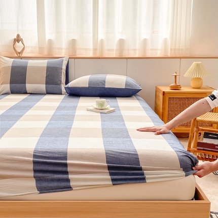 91家纺网 家纺一手货源 找家纺 （总）美梦莱 2023新款A类全棉色织水洗棉系列单品床笠（支持一件代发）