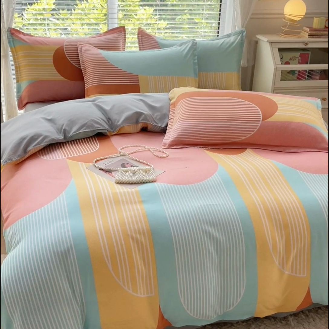 91家纺网 家纺一手货源 找家纺 布可家纺 2025新款水洗棉印花四件套 长廊