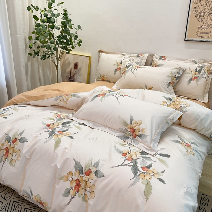 91家纺网 家纺一手货源 找家纺 橙艺家居 2024新款铂金柔棉全棉印花四件套 苏念