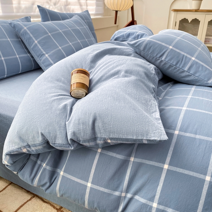 91家纺网 家纺一手货源 找家纺 （总）美梦莱 2024新款A类全棉色织水洗棉四件套 套件系列（支持一件代发）