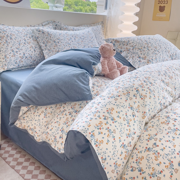 91家纺网 家纺一手货源 找家纺 布可家纺 2025新款水洗棉印花四件套 花开朵朵