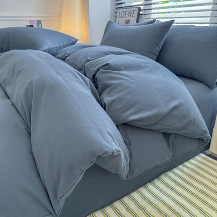 91家纺网 家纺一手货源 找家纺 （总）美梦莱 2024新款无印系列秋冬A类100%全棉加厚磨毛四件套