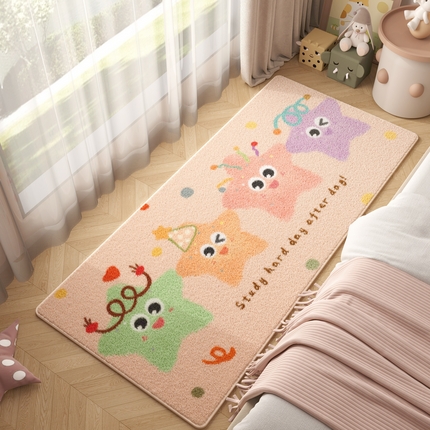 91家纺网 家纺一手货源 找家纺 （总）卡初家居（原微来） 2025秋冬温柔仿羊绒防滑地垫床边毯-多彩星梦