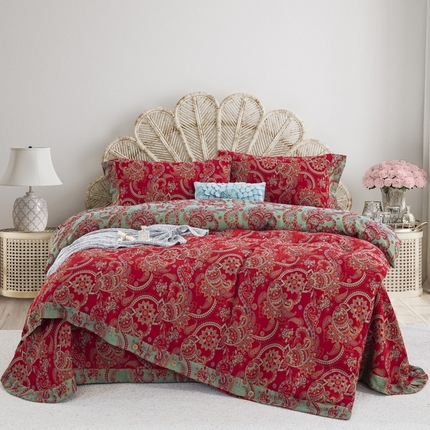 91家纺网 家纺一手货源 找家纺 （总）鲁爱 2025新款全棉色织双层纱纽扣款四件套