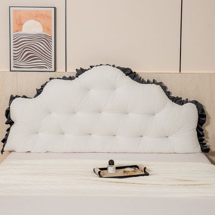 91家纺网 家纺一手货源 找家纺 （总）碧尔家居 2025新款网红轻奢免洗床头靠垫防撞双人床上靠卧室客厅沙发飘窗软包靠背麦浪水晶绒机械钉扣