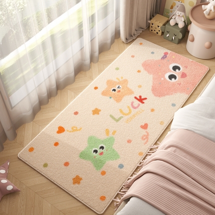 91家纺网 家纺一手货源 找家纺 （总）卡初家居（原微来） 2025秋冬温柔仿羊绒防滑地垫床边毯-多彩星梦