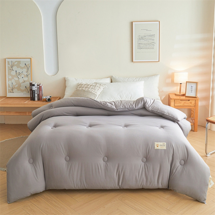 91家纺网 家纺一手货源 找家纺 梦恬佳 2024新款原棉大豆被 浅灰色