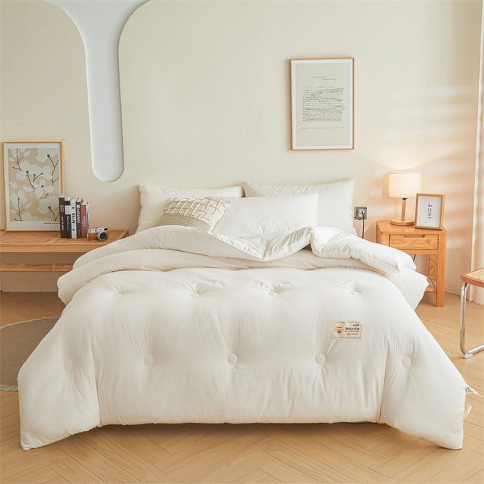 91家纺网 家纺一手货源 找家纺 梦恬佳 2024新款原棉大豆被 奶油白