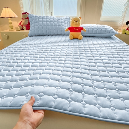 91家纺网 家纺一手货源 找家纺 （总）暖季家纺 2025新款A类原棉抗菌防水床护垫纯色