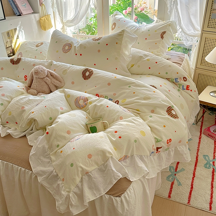 91家纺网 家纺一手货源 找家纺 家贝爱 2024新款南法风花边水洗棉四件套 南法风-传播快乐