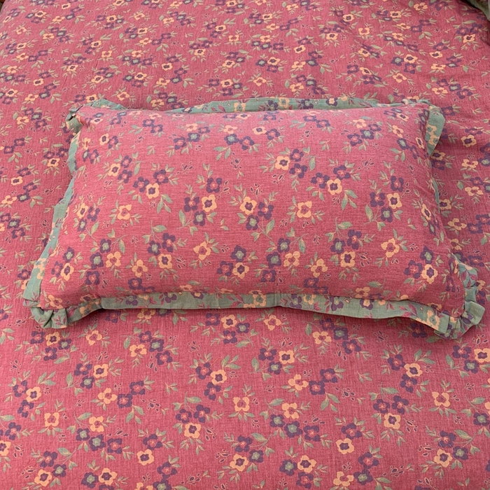 91家纺网 家纺一手货源 找家纺 （总）鲁爱家纺供货 2025新款全棉色织双层纱花边款四件套