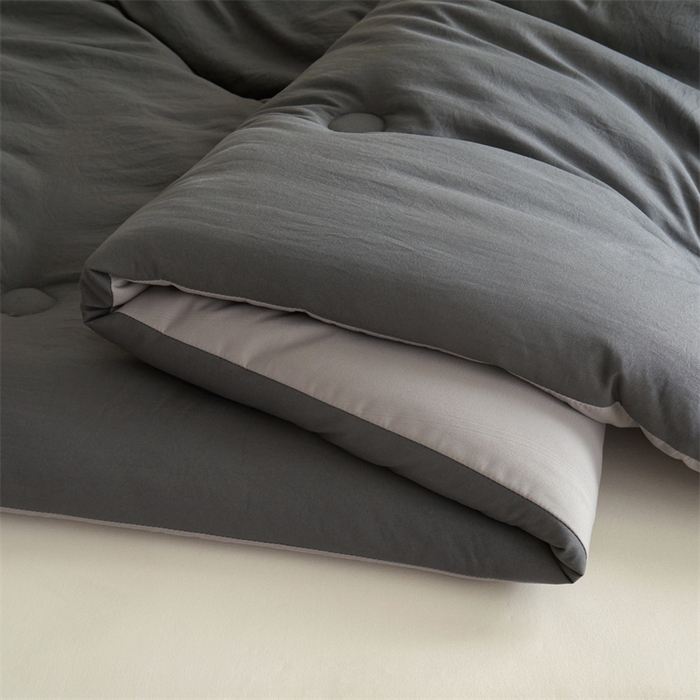 91家纺网 家纺一手货源 找家纺 梦恬佳 2024新款原棉大豆被 深灰+浅灰