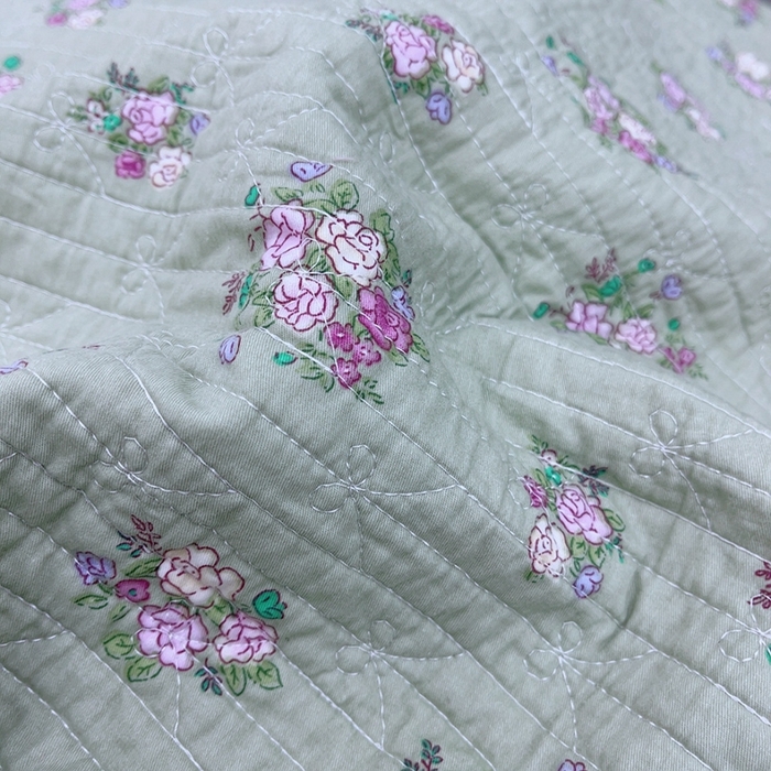 91家纺网 家纺一手货源 找家纺 暖居 2024新款韩系高温砂洗棉花泡泡花边款床盖三件套绗缝加棉防滑床单 栀柔