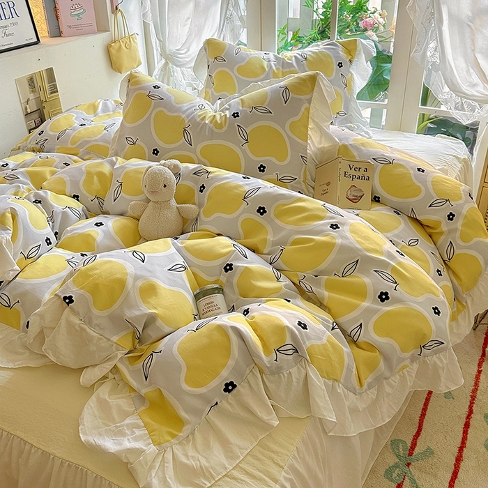 91家纺网 家纺一手货源 找家纺 家贝爱 2024新款南法风花边水洗棉四件套 南法风-芒果