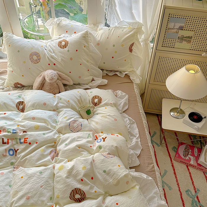 91家纺网 家纺一手货源 找家纺 家贝爱 2024新款南法风花边水洗棉四件套 南法风-传播快乐