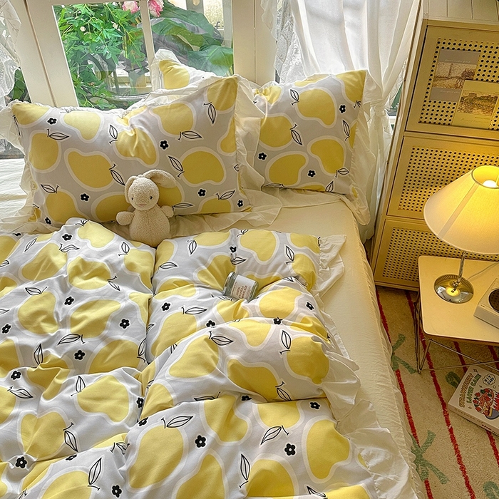 91家纺网 家纺一手货源 找家纺 家贝爱 2024新款南法风花边水洗棉四件套 南法风-芒果