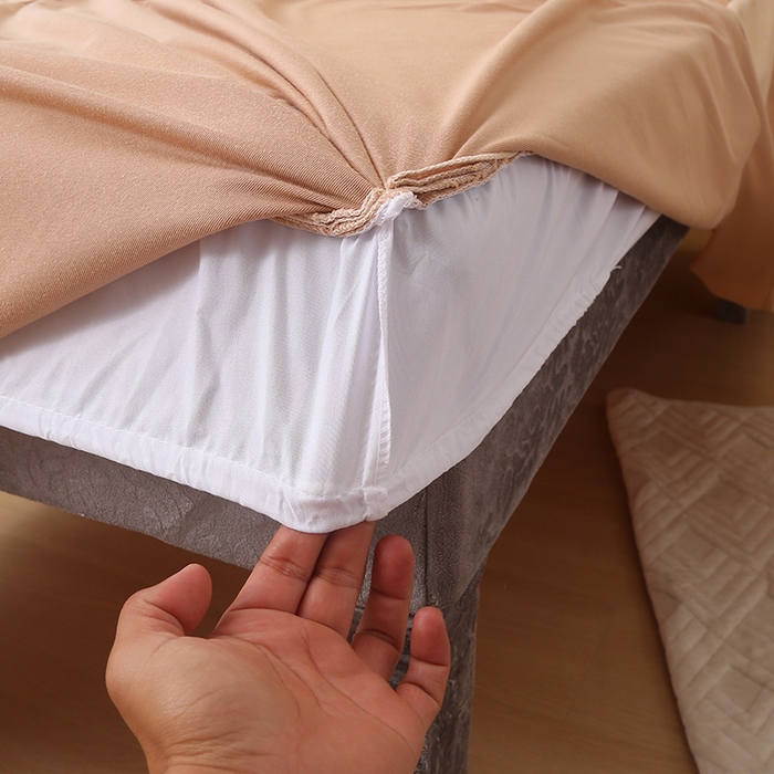 91家纺网 家纺一手货源 找家纺 琪宝阁 2024新款A兔毛绒B面宝宝绒美 容床罩套件-云朵 卡其+米白被