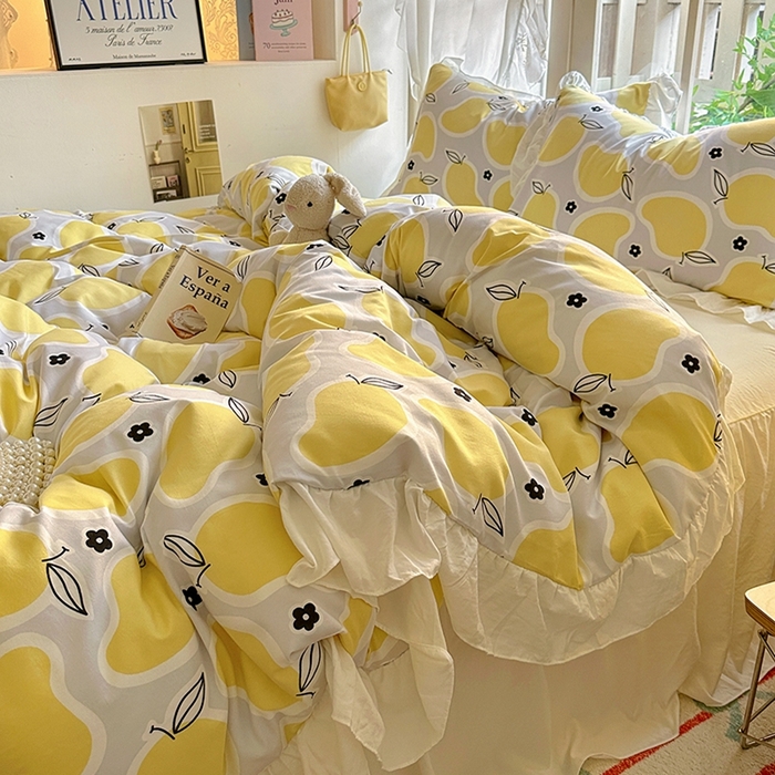 91家纺网 家纺一手货源 找家纺 家贝爱 2024新款南法风花边水洗棉四件套 南法风-芒果