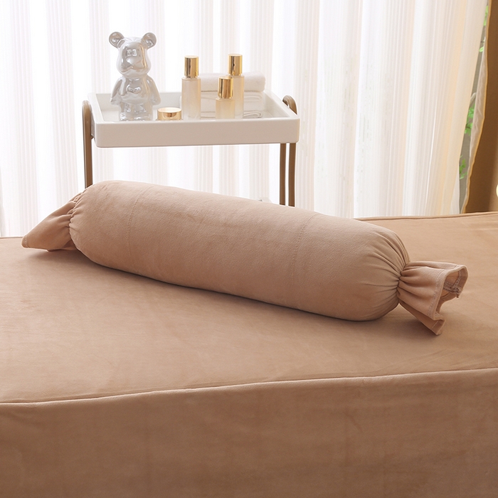 91家纺网 家纺一手货源 找家纺 琪宝阁 2024新款A兔毛绒B面宝宝绒美 容床罩套件-云朵 卡其+米白被