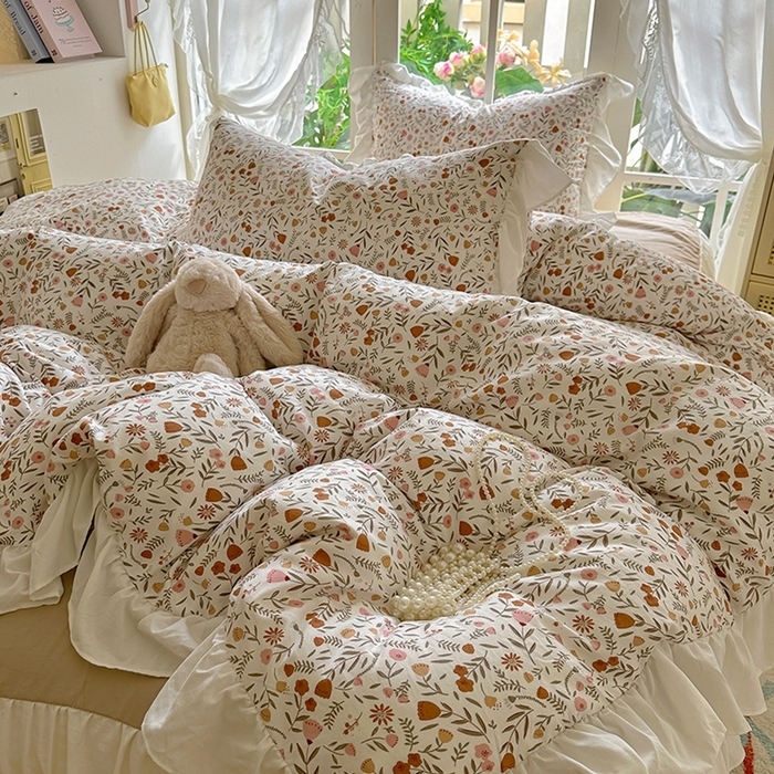 91家纺网 家纺一手货源 找家纺 家贝爱 2024新款南法风花边水洗棉四件套 南法风-花束