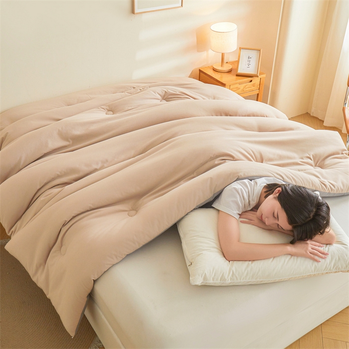 91家纺网 家纺一手货源 找家纺 梦恬佳 2024新款原棉大豆被 卡其+灰