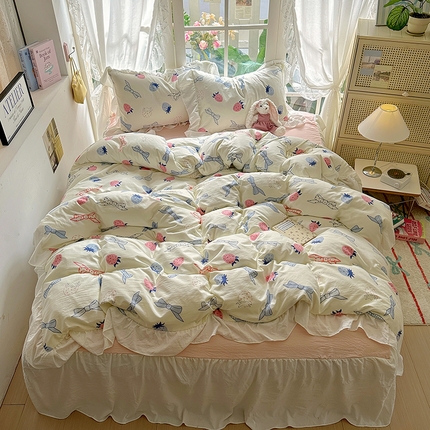 91家纺网 家纺一手货源 找家纺 （总）家贝爱 2024新款南法风花边水洗棉四件套