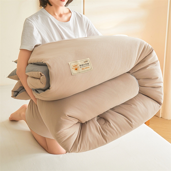 91家纺网 家纺一手货源 找家纺 梦恬佳 2024新款原棉大豆被 卡其+灰