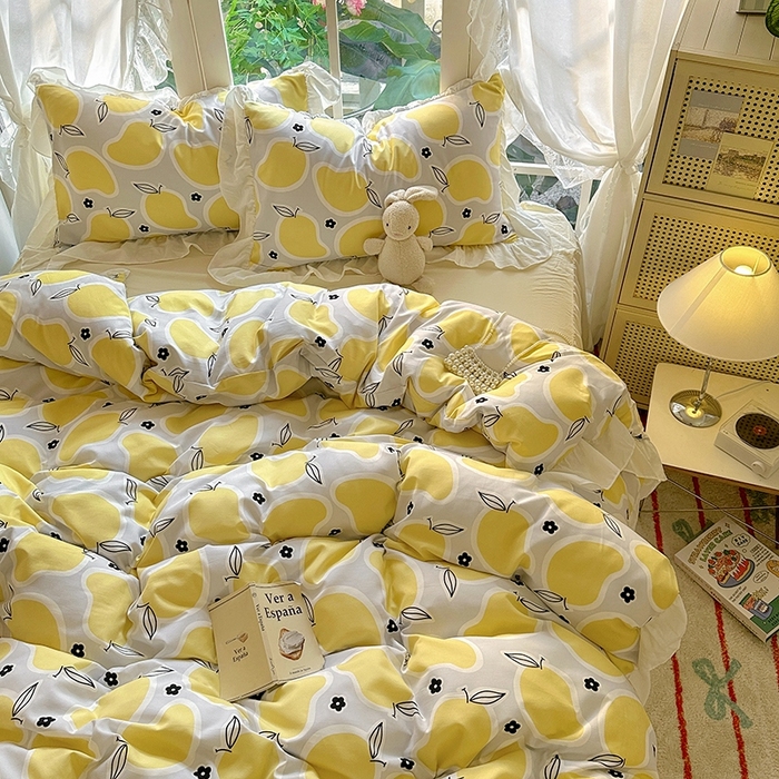 91家纺网 家纺一手货源 找家纺 家贝爱 2024新款南法风花边水洗棉四件套 南法风-芒果