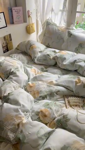 91家纺网 家纺一手货源 找家纺 家贝爱 2024新款南法风花边水洗棉四件套 南法风-梦幻曲