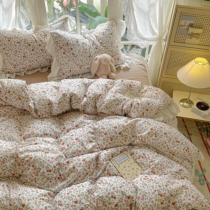 91家纺网 家纺一手货源 找家纺 家贝爱 2024新款南法风花边水洗棉四件套 南法风-花束