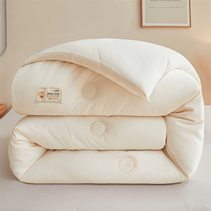 91家纺网 家纺一手货源 找家纺 梦恬佳 2024新款原棉大豆被 奶油白