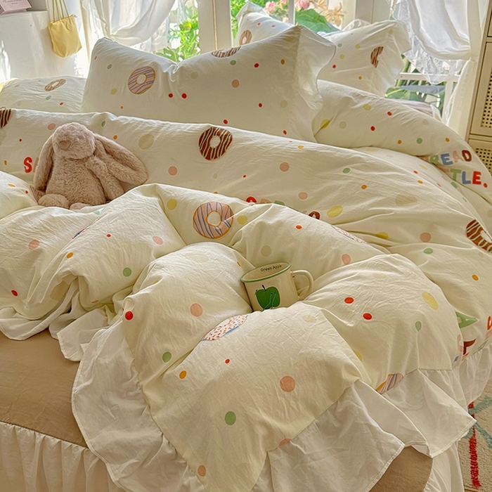 91家纺网 家纺一手货源 找家纺 家贝爱 2024新款南法风花边水洗棉四件套 南法风-传播快乐