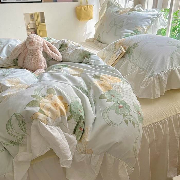 91家纺网 家纺一手货源 找家纺 家贝爱 2024新款南法风花边水洗棉四件套 南法风-梦幻曲