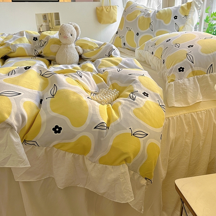 91家纺网 家纺一手货源 找家纺 家贝爱 2024新款南法风花边水洗棉四件套 南法风-芒果