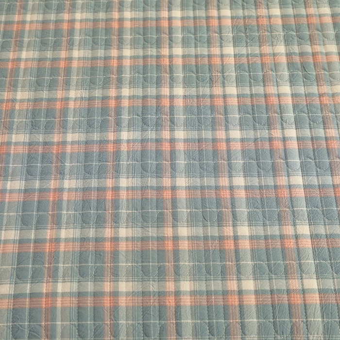 91家纺网 家纺一手货源 找家纺 棉小二 2024新款双面全棉色织水洗棉床盖三件套 达乐-蓝+小清香-粉