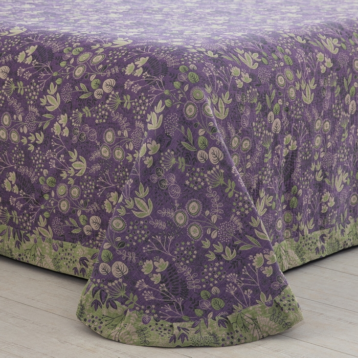 91家纺网 家纺一手货源 找家纺 鲁爱 2025新款全棉色织双层纱纽扣款四件套 普罗旺斯-紫