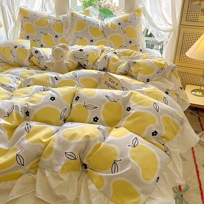 91家纺网 家纺一手货源 找家纺 家贝爱 2024新款南法风花边水洗棉四件套 南法风-芒果