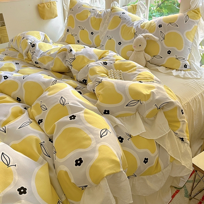 91家纺网 家纺一手货源 找家纺 家贝爱 2024新款南法风花边水洗棉四件套 南法风-芒果