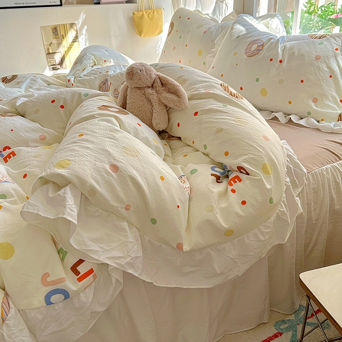 91家纺网 家纺一手货源 找家纺 家贝爱 2024新款南法风花边水洗棉四件套 南法风-传播快乐