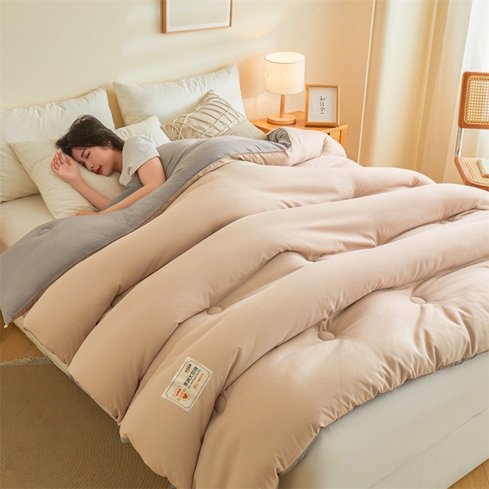 91家纺网 家纺一手货源 找家纺 梦恬佳 2024新款原棉大豆被 卡其+灰