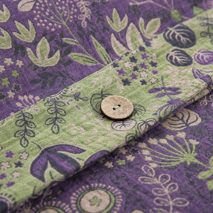 91家纺网 家纺一手货源 找家纺 鲁爱 2025新款全棉色织双层纱纽扣款四件套 普罗旺斯-紫