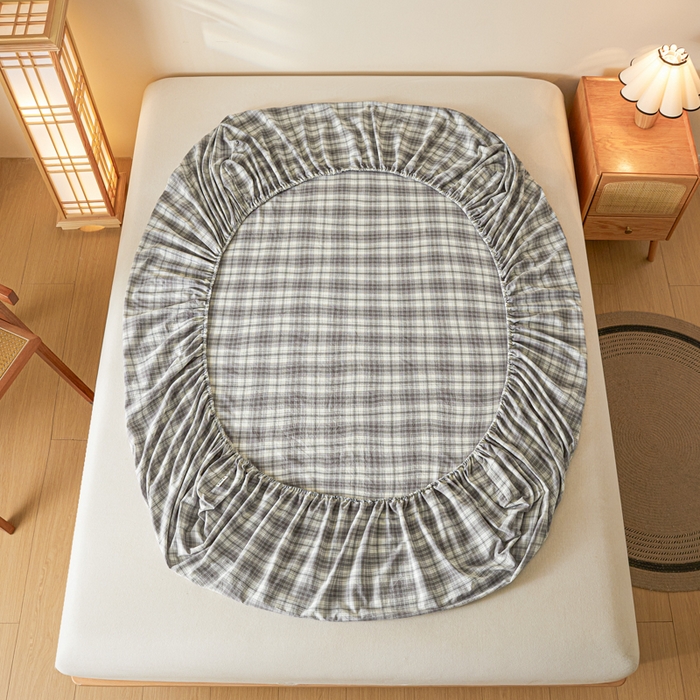 91家纺网 家纺一手货源 找家纺 芬晴家纺 2024新款全棉色织防水床笠大床款 防水-光年灰